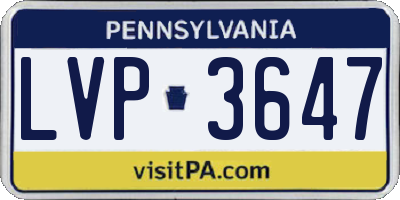 PA license plate LVP3647