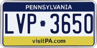 PA license plate LVP3650