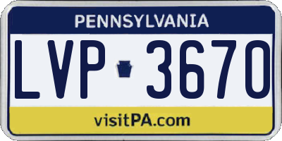 PA license plate LVP3670