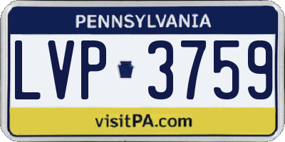 PA license plate LVP3759