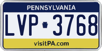 PA license plate LVP3768