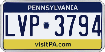 PA license plate LVP3794