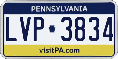 PA license plate LVP3834