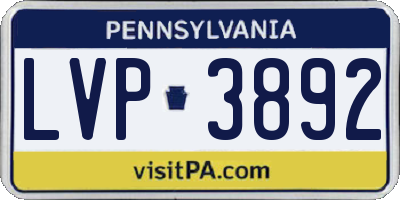 PA license plate LVP3892
