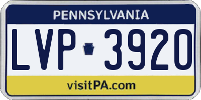 PA license plate LVP3920
