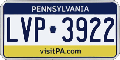 PA license plate LVP3922