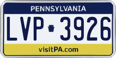 PA license plate LVP3926