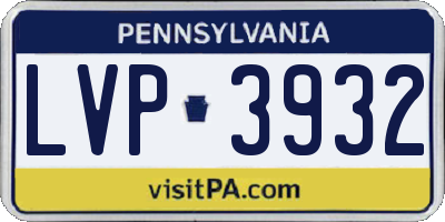 PA license plate LVP3932