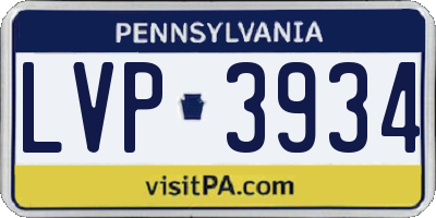 PA license plate LVP3934