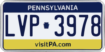 PA license plate LVP3978