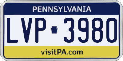 PA license plate LVP3980