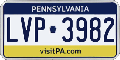 PA license plate LVP3982