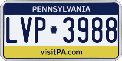 PA license plate LVP3988