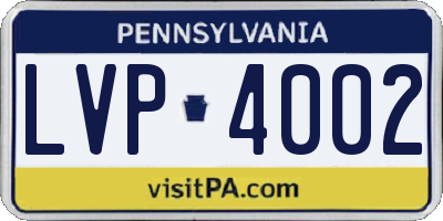 PA license plate LVP4002