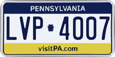PA license plate LVP4007