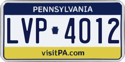 PA license plate LVP4012