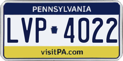 PA license plate LVP4022