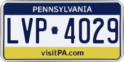 PA license plate LVP4029