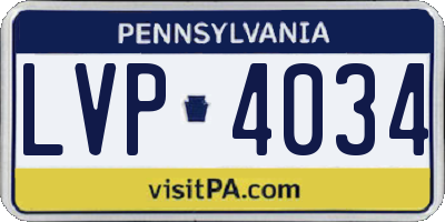 PA license plate LVP4034