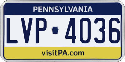 PA license plate LVP4036