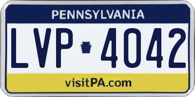 PA license plate LVP4042