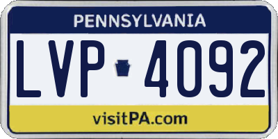 PA license plate LVP4092