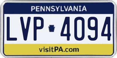 PA license plate LVP4094