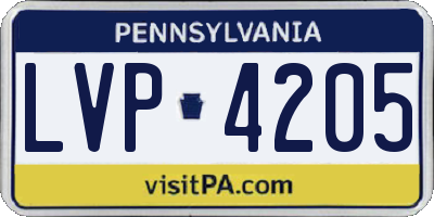 PA license plate LVP4205