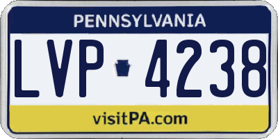 PA license plate LVP4238