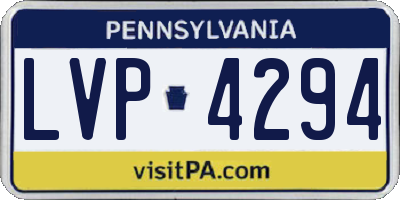 PA license plate LVP4294