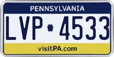 PA license plate LVP4533