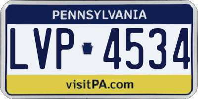 PA license plate LVP4534
