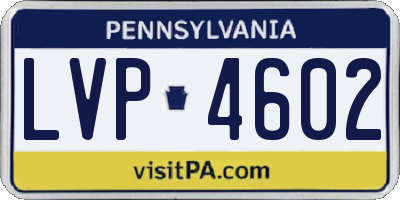 PA license plate LVP4602