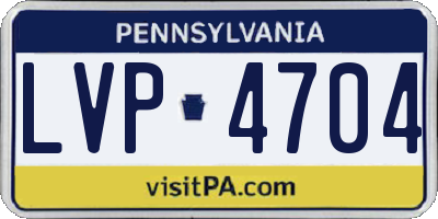 PA license plate LVP4704