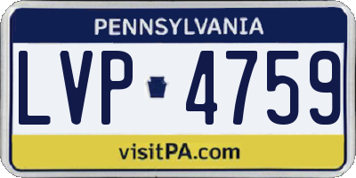 PA license plate LVP4759