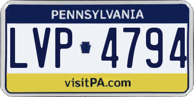 PA license plate LVP4794