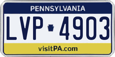 PA license plate LVP4903