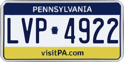PA license plate LVP4922