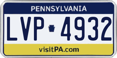 PA license plate LVP4932