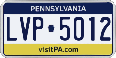 PA license plate LVP5012