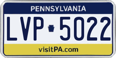 PA license plate LVP5022