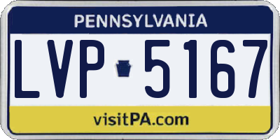 PA license plate LVP5167