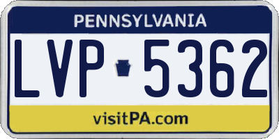 PA license plate LVP5362