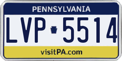 PA license plate LVP5514