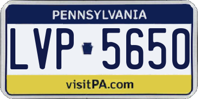 PA license plate LVP5650