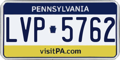 PA license plate LVP5762