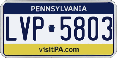 PA license plate LVP5803