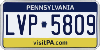 PA license plate LVP5809