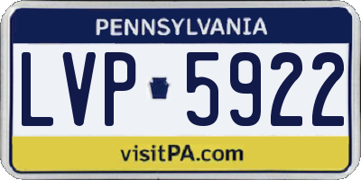 PA license plate LVP5922