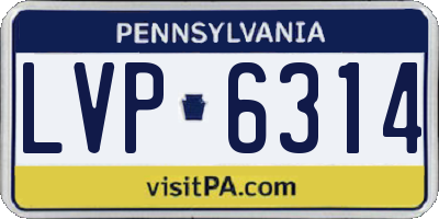 PA license plate LVP6314